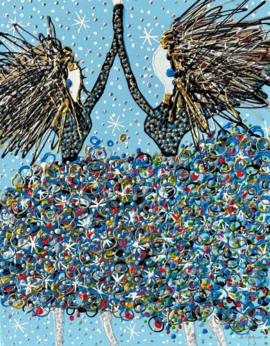 Daisy and Dolly on holiday in Aarhus Town di Inge Thogersen, Pittura in vendita su Singulart