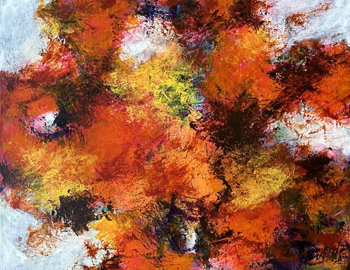 A friendly red painting di Inge Thogersen, Pittura in vendita su Singulart