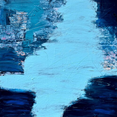 Behind the blue colors di Inge Thogersen, Pittura in vendita su Singulart