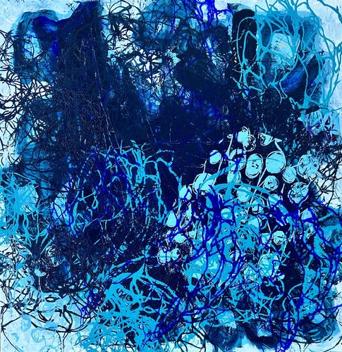 Blue monday with blue spots von Inge Thogersen, Malerei kaufen auf Singulart