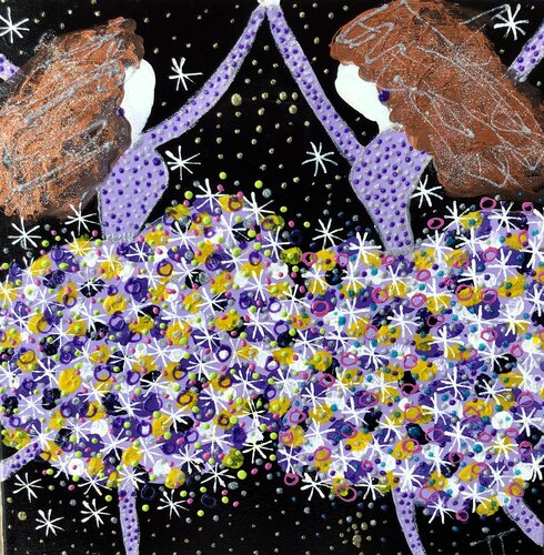 Happy and Lucky goes lilac di Inge Thogersen, Pittura in vendita su Singulart