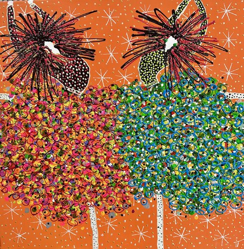 Dance in orange by Inge Thogersen, Painting for Sale on Singulart
