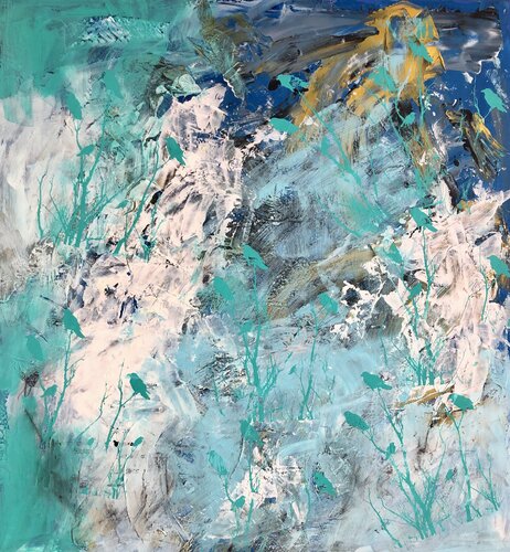 Birds in the blue di Inge Thogersen, Pittura in vendita su Singulart
