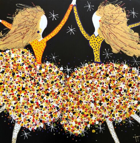 Sisters for happiness di Inge Thogersen, Pittura in vendita su Singulart