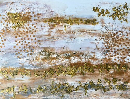 Walking by the gold di Inge Thogersen, Pittura in vendita su Singulart