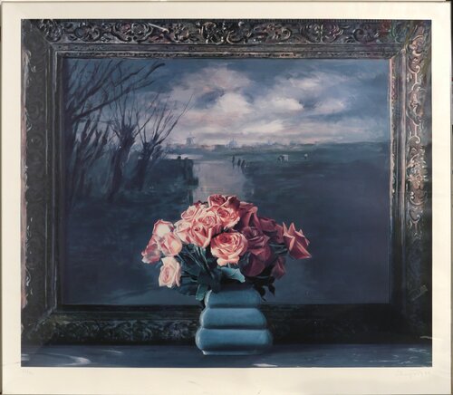 Roses with Dutch Landscape di Ben Schonzeit, Stampa in vendita su Singulart