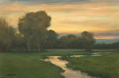 Sunset on the Marsh, Summer di Dennis Sheehan, Pittura in vendita su Singulart