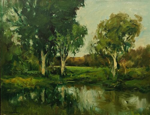 Trees by the Stream di Dennis Sheehan, Pittura in vendita su Singulart