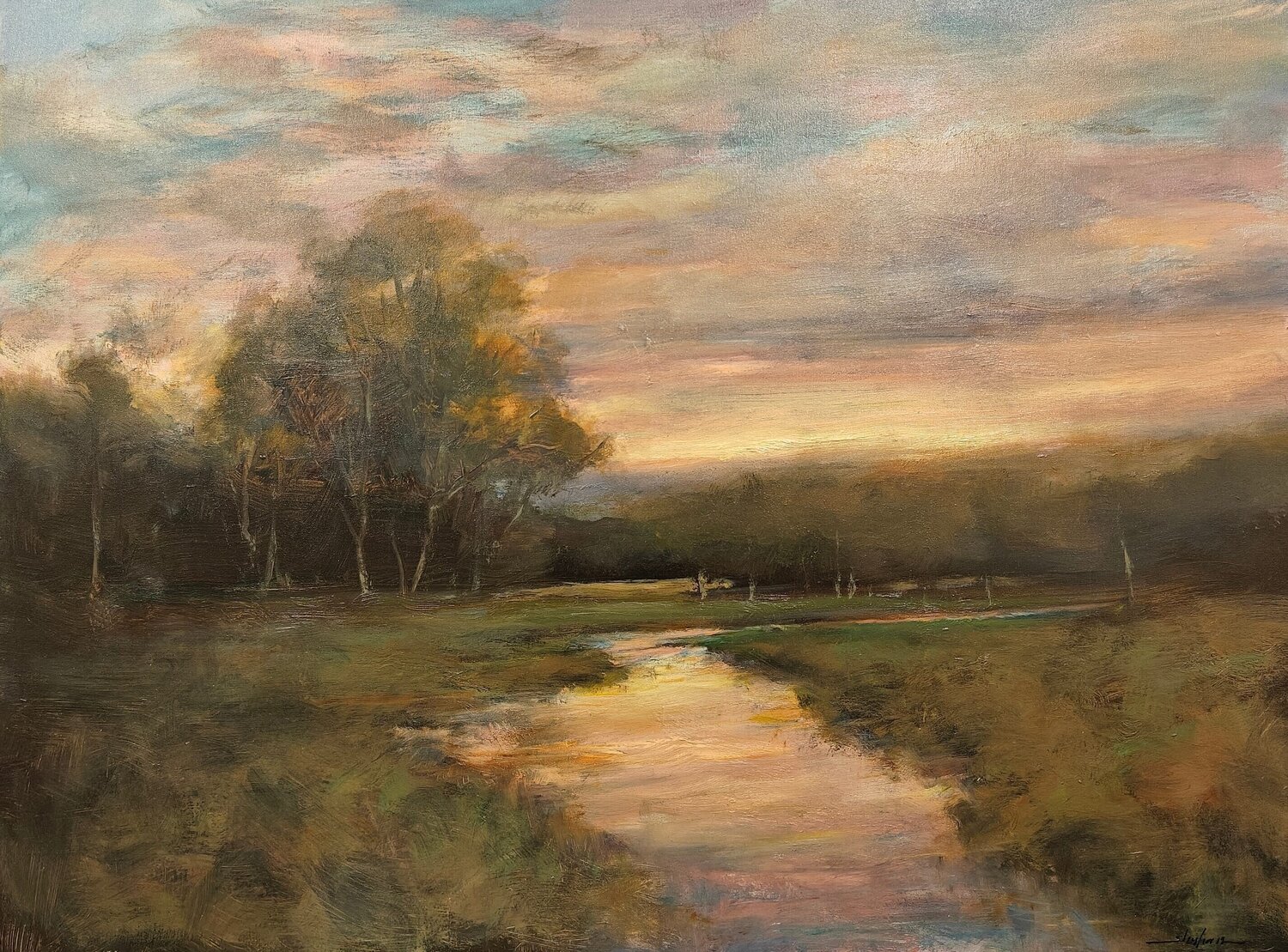 Quiet by the Stream Dennis Sheehan Dipinto originale in vendita