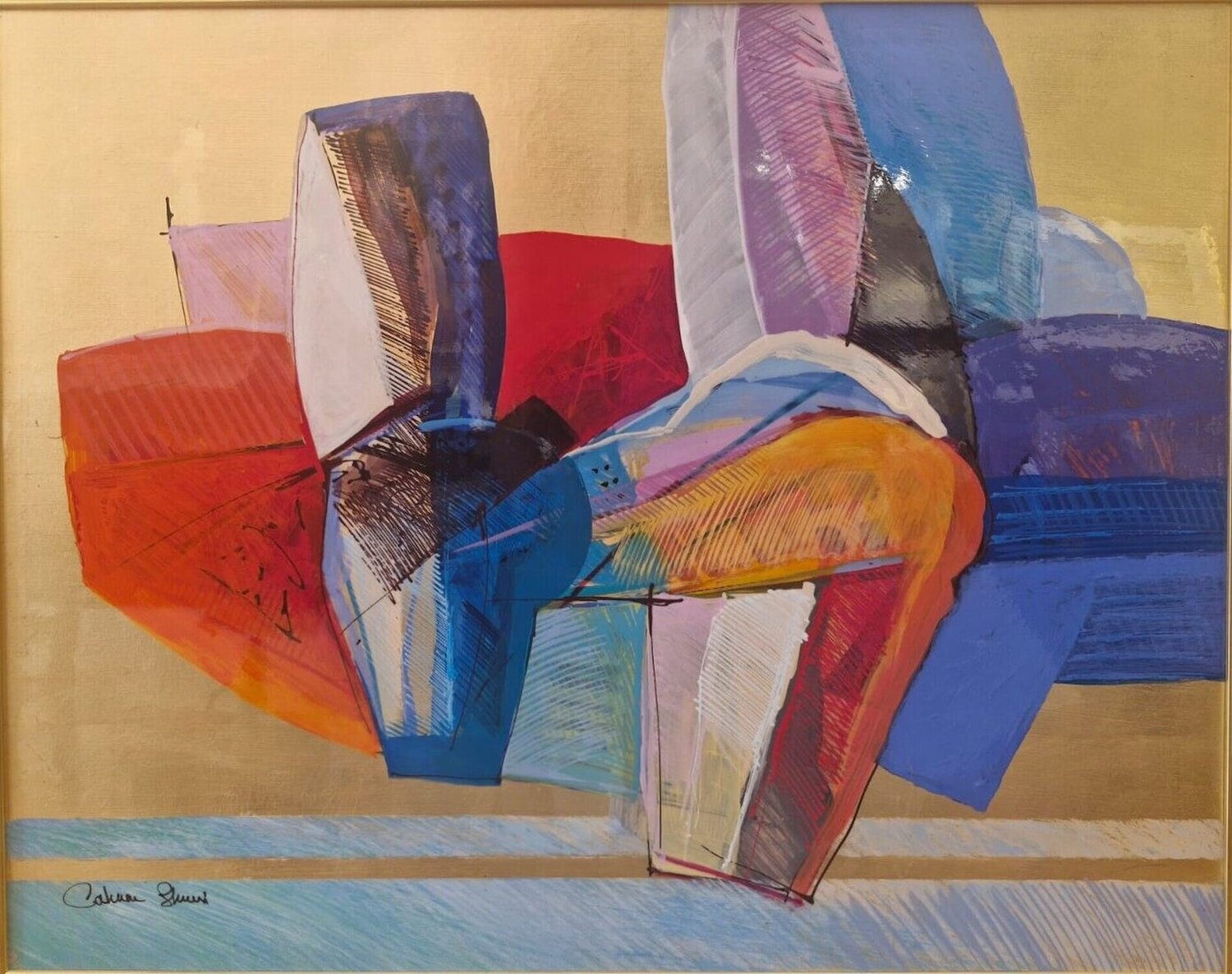 Abstract on gold Calman Shemi Peinture originale à vendre