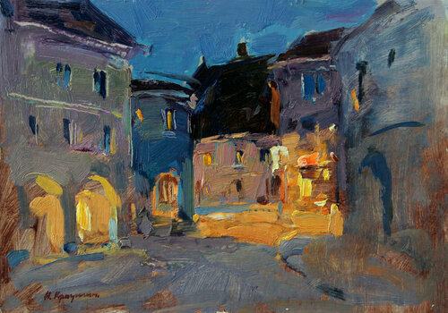 Night street. Aigen by Aleksandr Kryushyn, Painting for Sale on Singulart