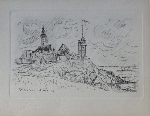 Sémaphore à Saint Matthieu, Gravure Paul Signac