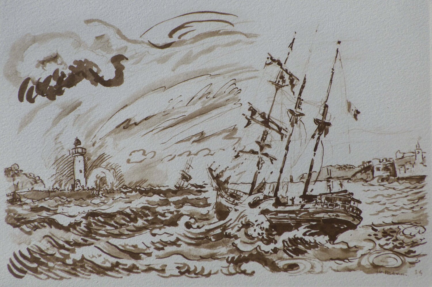 Trois mâts en pleine tempêt Paul Signac Druck zu verkaufen