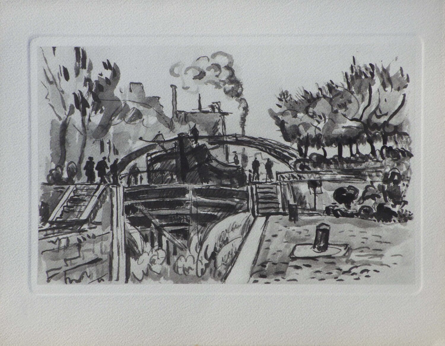 Paris - Le canal St Martin, Gravure Paul Signac Print for sale