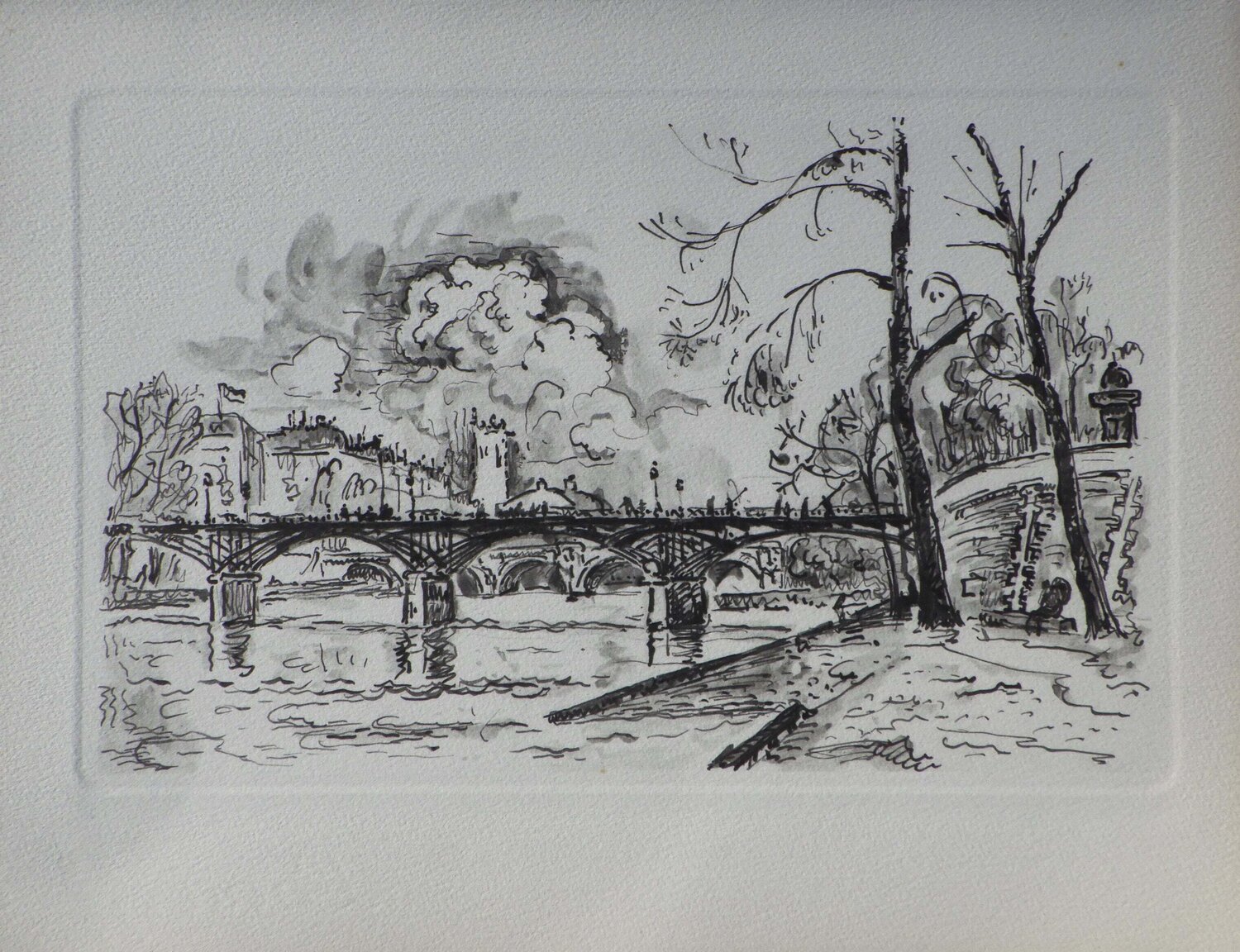 Paris - Le pont des arts, Gravure Paul Signac Print for sale