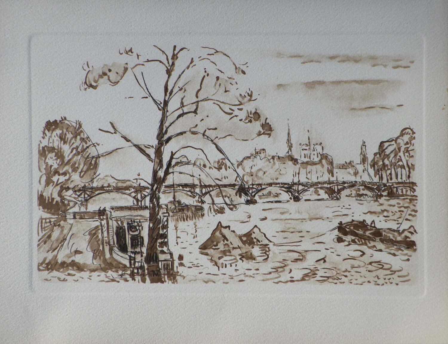 Les inondations à Paris, Gravure Paul Signac Print for sale