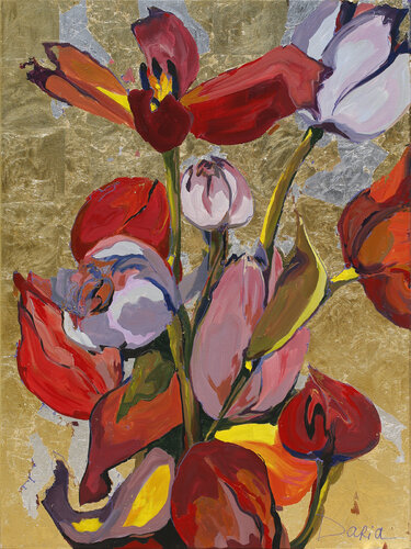 Tulips for good luck di Daria Bagrintseva, Pittura in vendita su Singulart