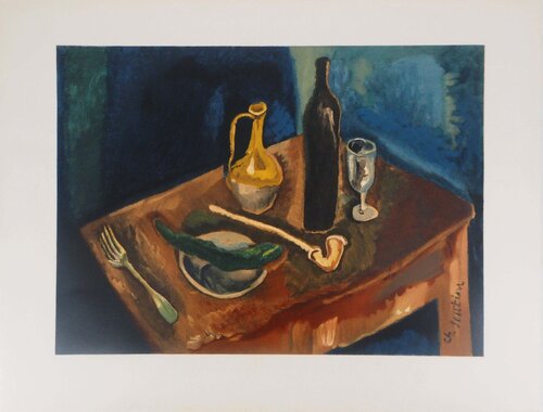 Table à la pipe, Lithographie signée Chaïm Soutine