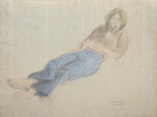 Lounging Figure by Raphael Soyer, 종이 for Sale on Singulart