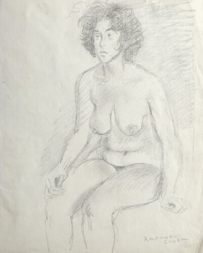 Sitting Woman by Raphael Soyer, 종이 for Sale on Singulart