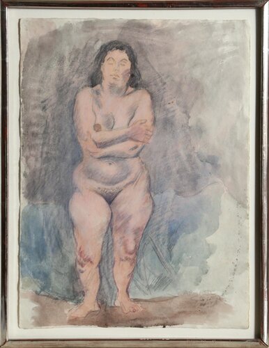 Standing Nude with Folded Arms by Raphael Soyer, 종이 for Sale on Singulart
