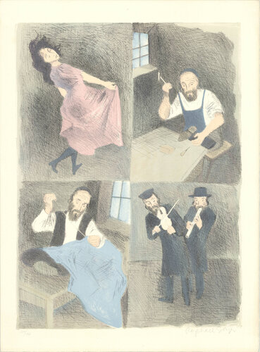 Raphael Soyer - Gentlemen From Cracow - 1975 Etching - SIGNED 25.75" x 19" van Raphael Soyer, Afdruk te koop op Singulart