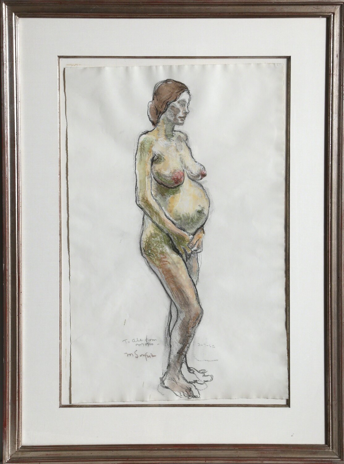 Standing Pregnant Nude Moses Soyer Werk auf Papier zu verkaufen