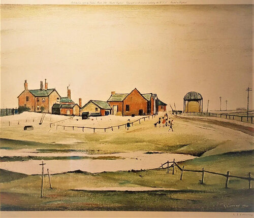 Landscape with Farm Building van Laurence Stephen Lowry, Afdruk te koop op Singulart