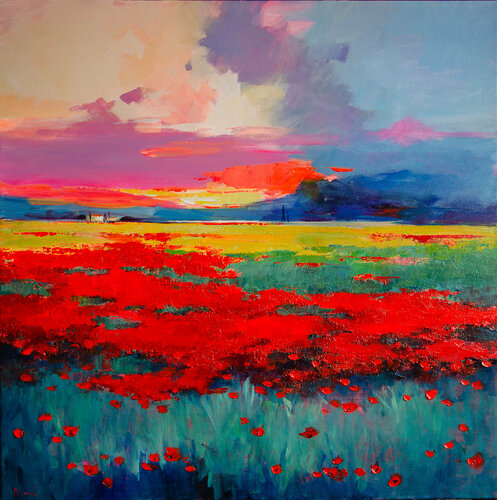 The improvisation of red di Tatiana Yabloed, Pittura in vendita su Singulart