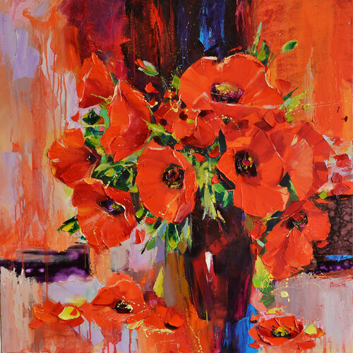 Red dragonflies di Tatiana Yabloed, Pittura in vendita su Singulart