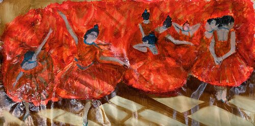 Pre-dance rehearsals for ballerinas van Ramal Kazim, Schilderij te koop op Singulart