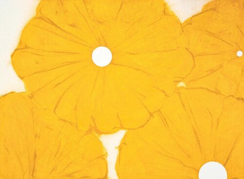 Four Yellow Poppies April 24, 2024 DS di Donald Sultan, Stampa in vendita su Singulart