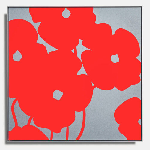 Red Poppies in Cement (signed acrylic and concrete print on aluminum) di Donald Sultan, Stampa in vendita su Singulart
