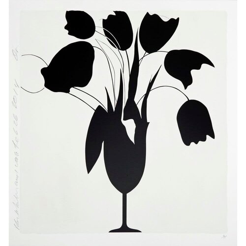Black Tulips and Vase, Feb 26, 2014 van Donald Sultan, Afdruk te koop op Singulart