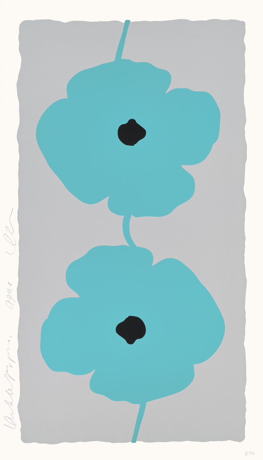 Double Poppies Aqua Donald Sultan Stampa in vendita
