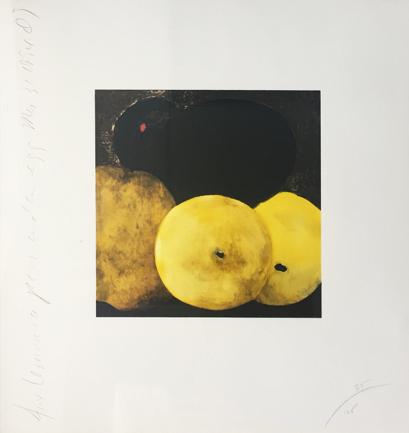 Five Lemons, a Pear, and an Egg, 1994 Donald Sultan Stampa in vendita