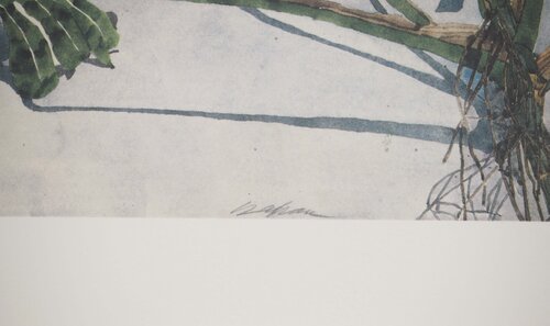 L'homme au peignoir et feuillages by Sam Szafran, Print for Sale on Singulart