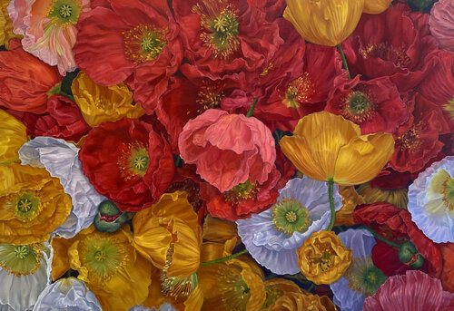 Persistently Poppies by Catherine Kirkwood, Painting for Sale on Singulart