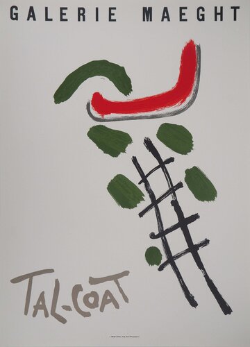 Composition abstraite rouge et verte, Affiche en lithographie signée de Pierre Tal-Coat, Impresión a la venta en Singulart