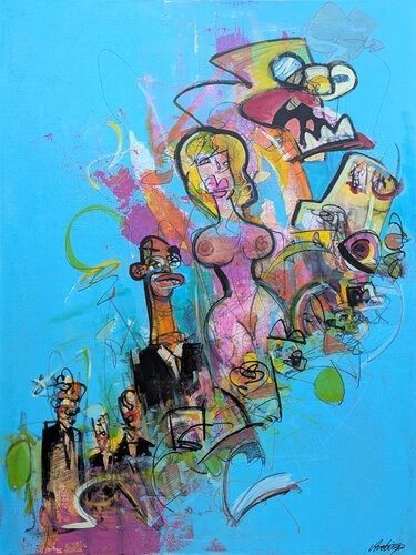 Idlers and Pleasure Seekers di Jack Avetisyan, Pittura in vendita su Singulart