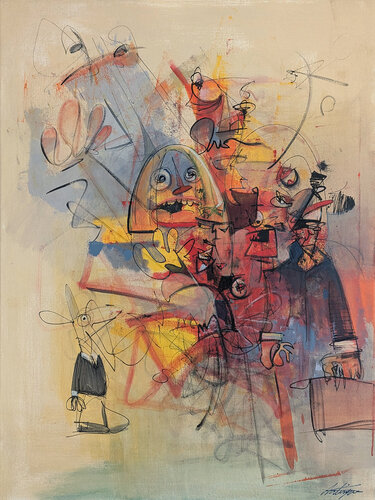 Everyone Is Selling Something di Jack Avetisyan, Pittura in vendita su Singulart