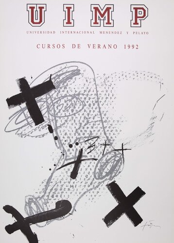 Composition abstraite aux croix, Affiche originale signée vintage van Antoni Tàpies, Afdruk te koop op Singulart