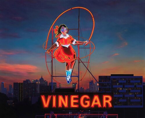Little Audrey Skipping Over Melbourne by Jim Thalassoudis, Print for Sale on Singulart