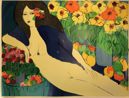 Reclining Nude with Flowers von Walasse Ting 丁雄泉, Druck kaufen auf Singulart