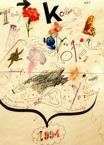 Painting to Teddy Kollek by Jean Tinguely, Work on Paper for Sale on Singulart