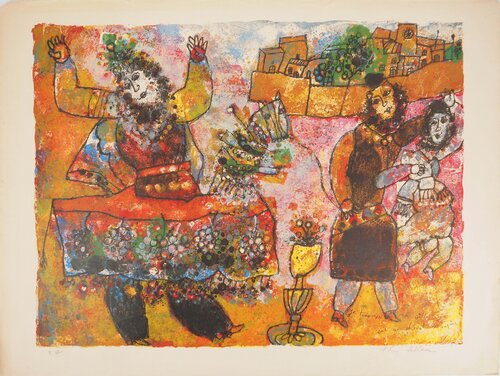 Le clown de la ville de Theo Tobiasse, Impresión a la venta en Singulart