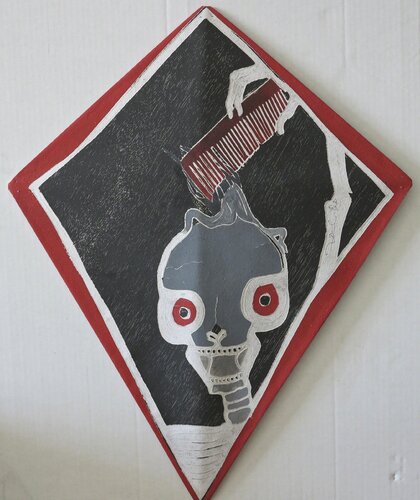 Calavera con peine rojo - hand painted, signed on the front  van Francisco Toledo, Werk op papier te koop op Singulart