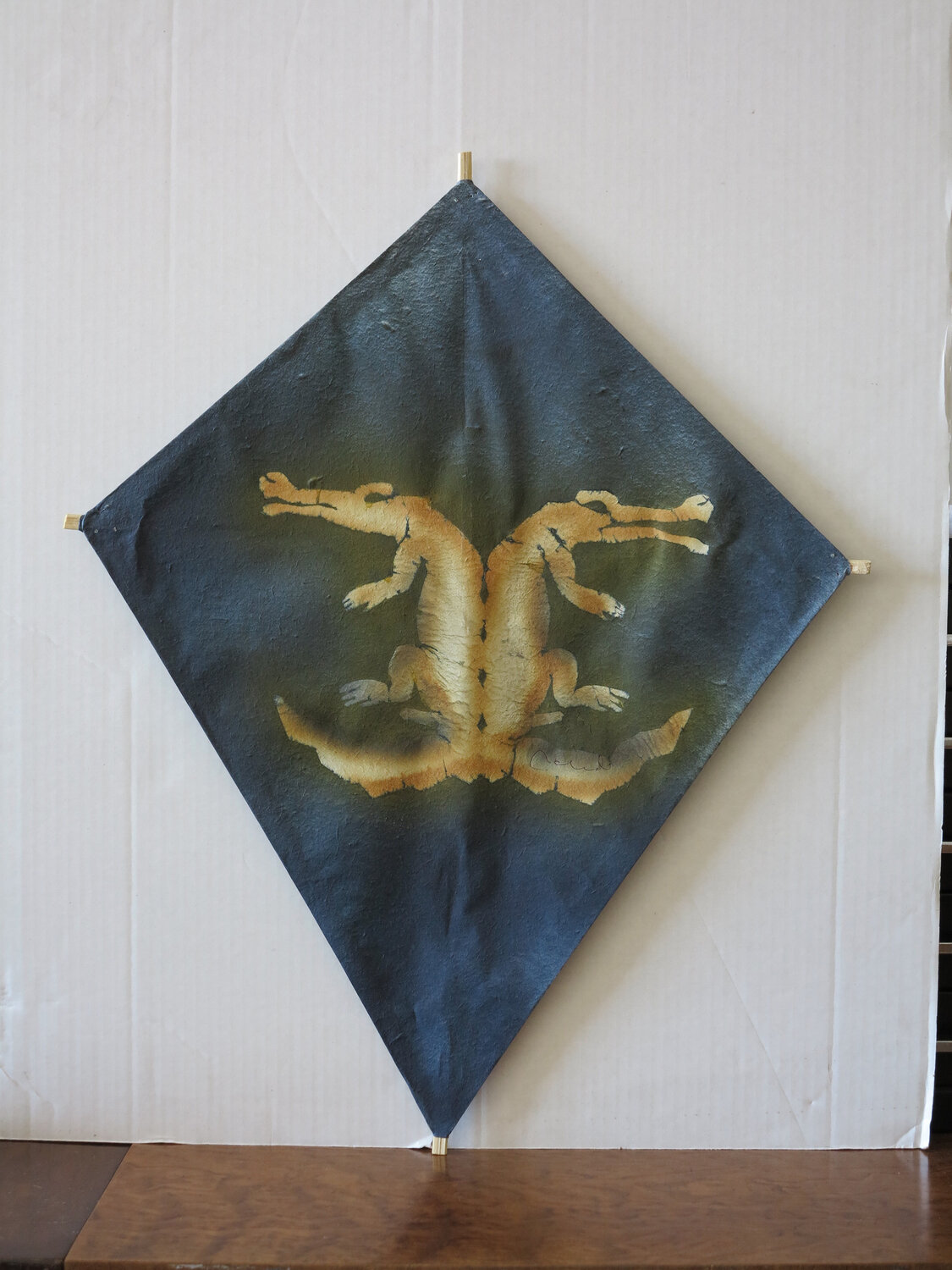 Dos cocodrilos en amarillo- hand painted and signed on the front Francisco Toledo