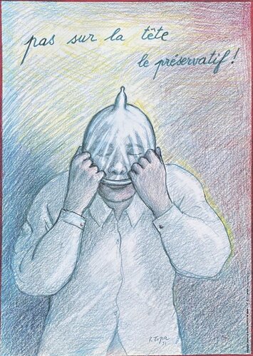 Pas sur la tête le préservatif (sida) von Roland Topor, Druck kaufen auf Singulart