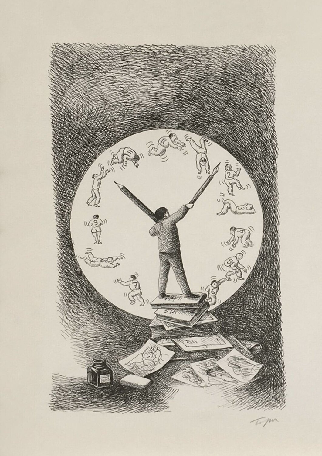 L'horloge Roland Topor Stampa in vendita